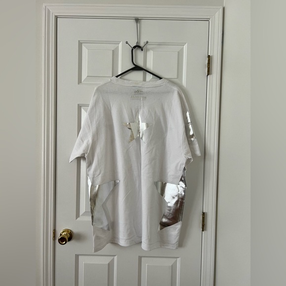 Good American white tshirt dress with silver stars - Picture 3 of 5